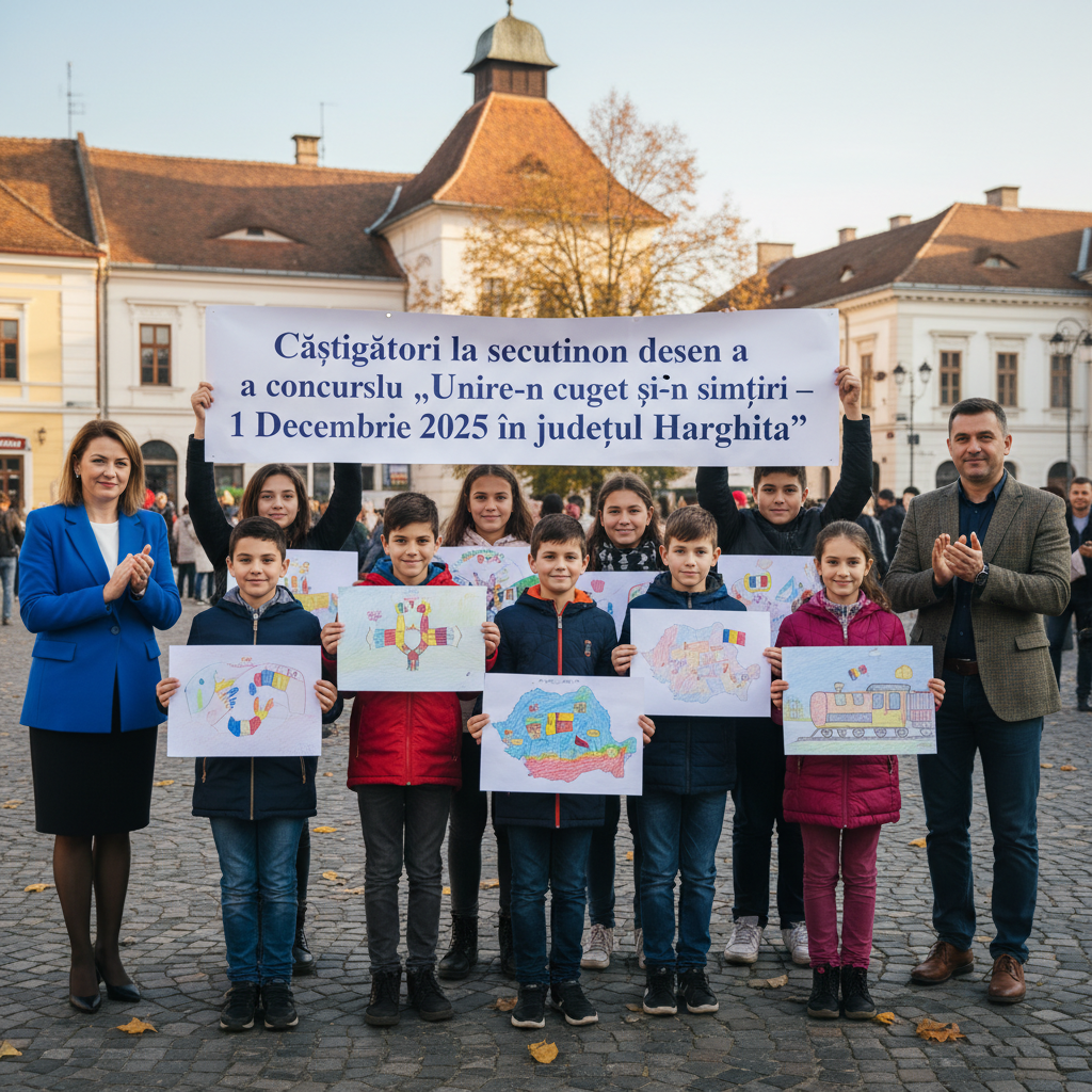 Câștigătorii concursului de desen Unire-n cuget și-n simțiri – 1 Decembrie 2025 din județul Harghita