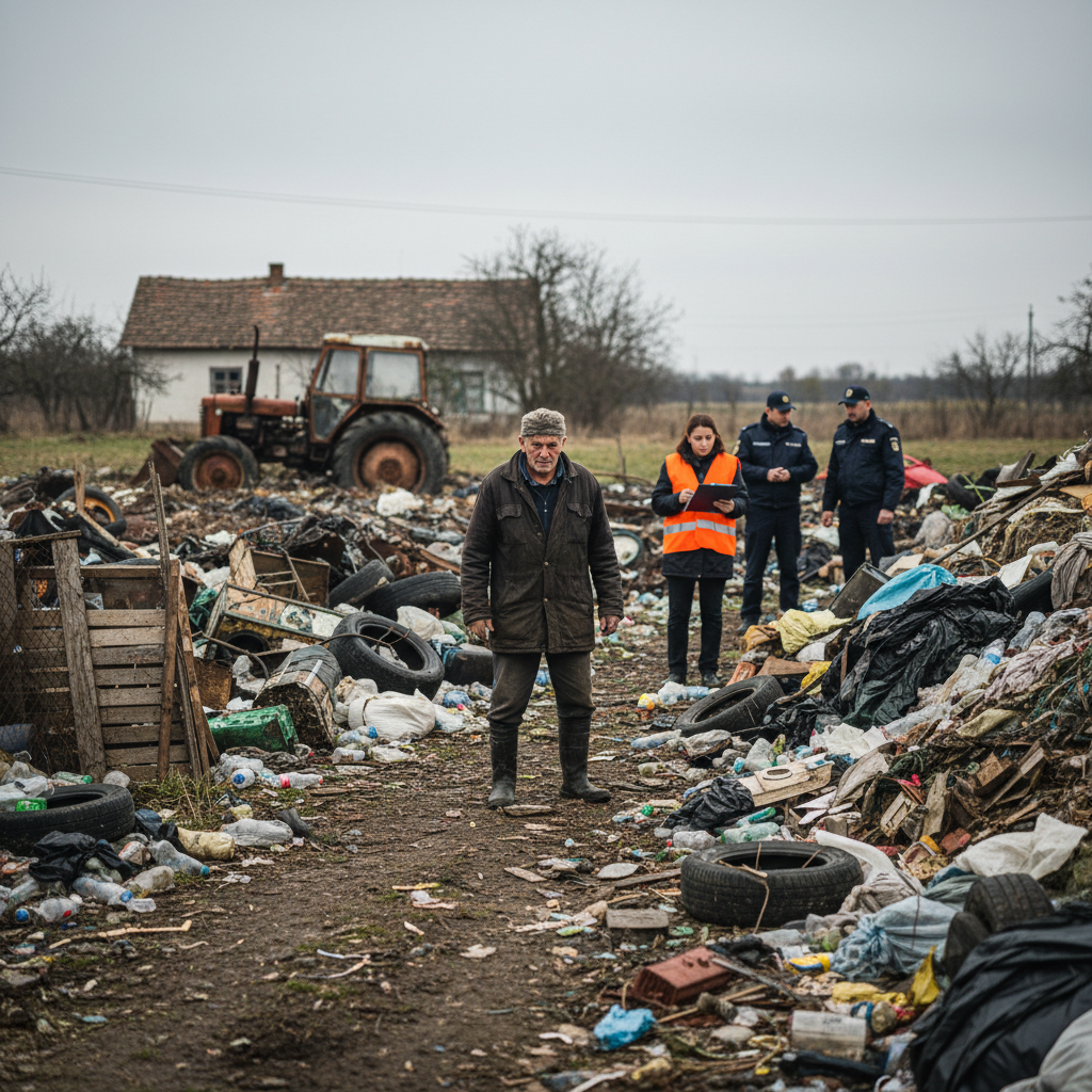 Dosar penal deschis pentru depozitarea ilegală a unei cantităţi mari de deşeuri pe teren privat