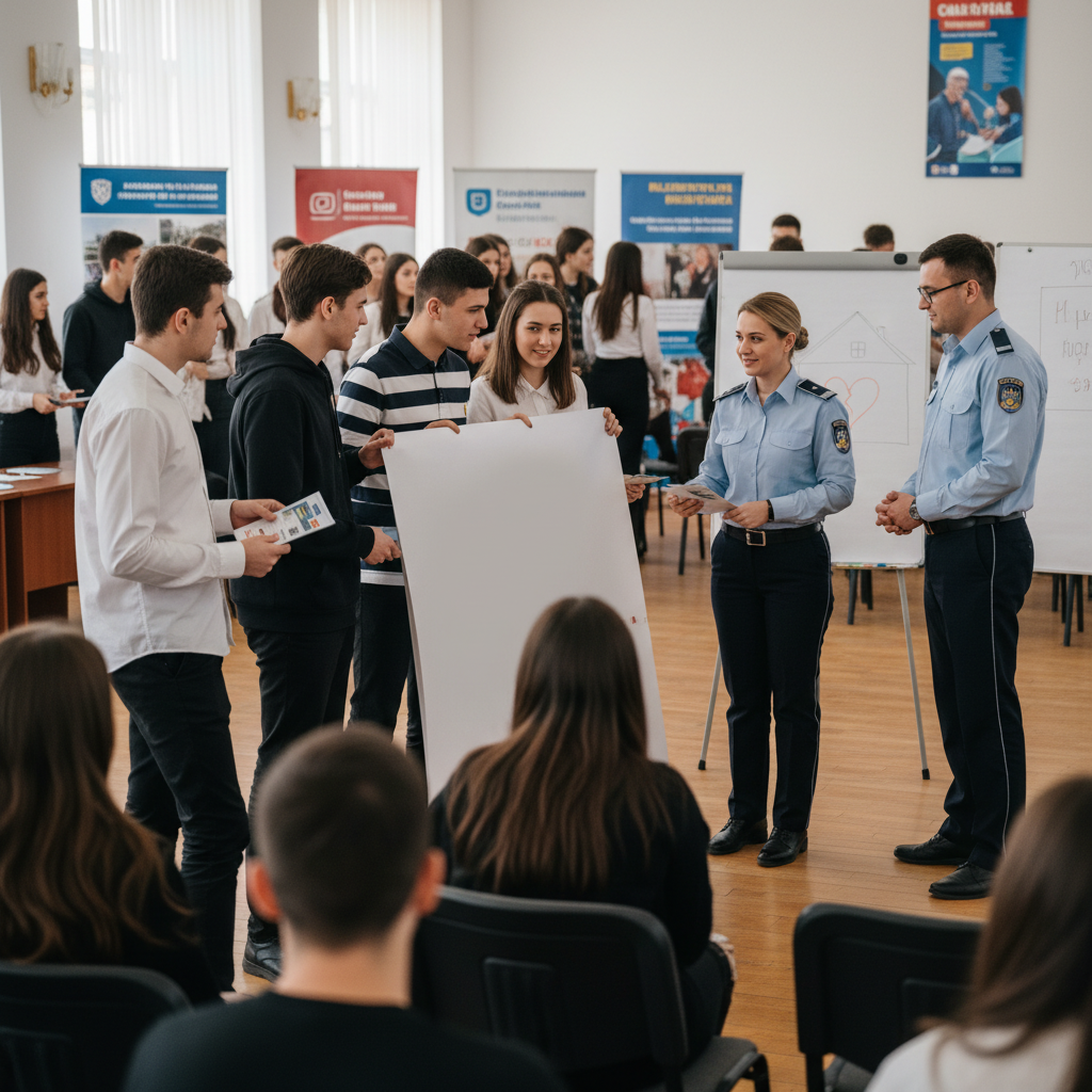 polițiștii implică elevi și studenți în campania Acasă nu înseamnă durere