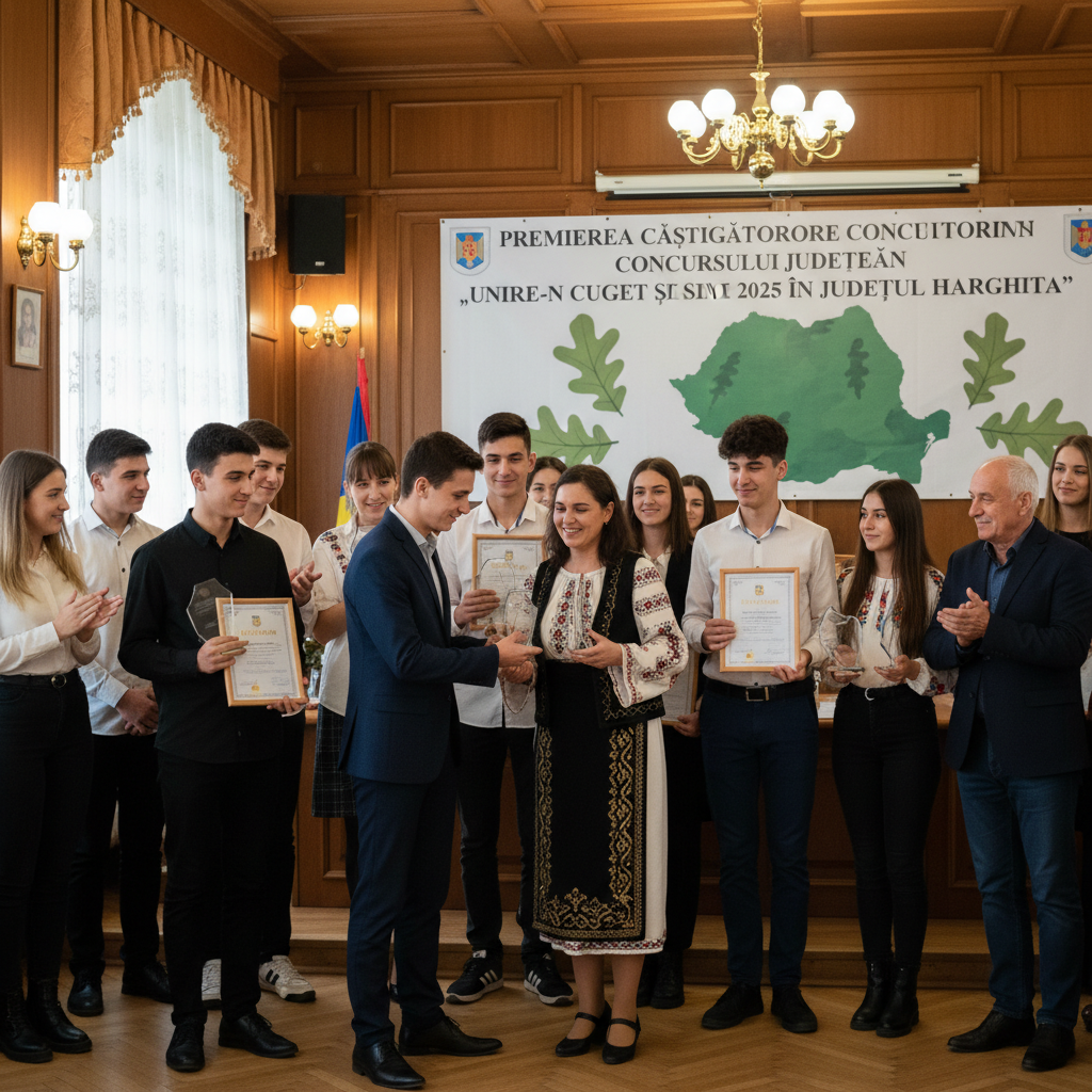 Premierea câștigătorilor concursului județean Unire-n cuget și-n simțiri de 1 Decembrie 2025 în Harghita